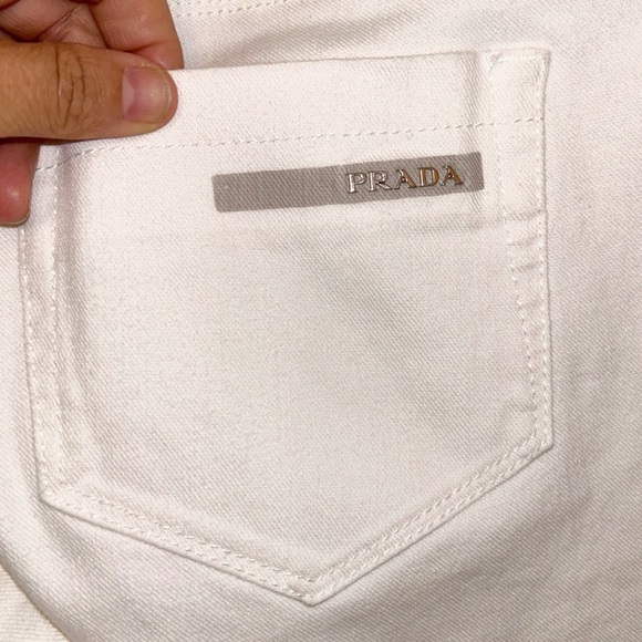 PRADA Y2k Five Pocket Slight flare low rise Regular fit White Jeans SZ: 30 (10) - Picture 12 of 14